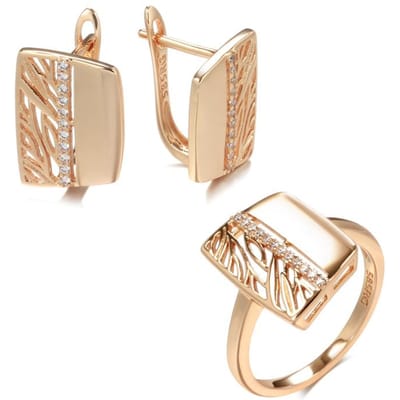 Nouvelles Grandes Boucles d'Oreilles Pendantes Anneau Or Rose Pour Femmes Mode Zircon Naturel Boucle d'Oreille de Mariée Vintage Parures de Bijoux de Mariage Cadeau 7 beige