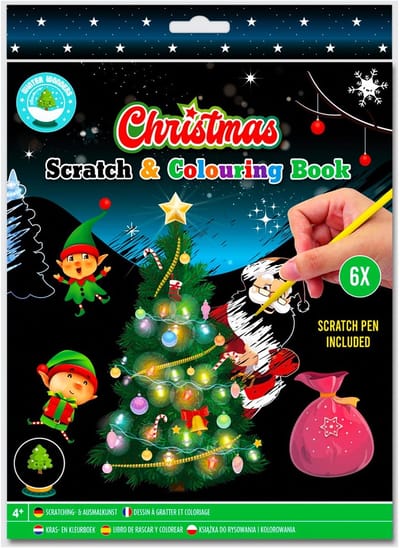 Kinder knutselset voor Kerstmis / scratch cards / kraskaarten met kras pen met Kerstboom, Kerstman, rendieren, elfjes en sneeuwpop in winter (creatief knutselen voor kinderen / schoencadeau Sint / Kerstcadeau)