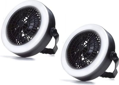 Benson Ventilator met LED Verlichting - 2 Stuks - Met Haak Om Te Bevestigen Aan Plafond Of Tent