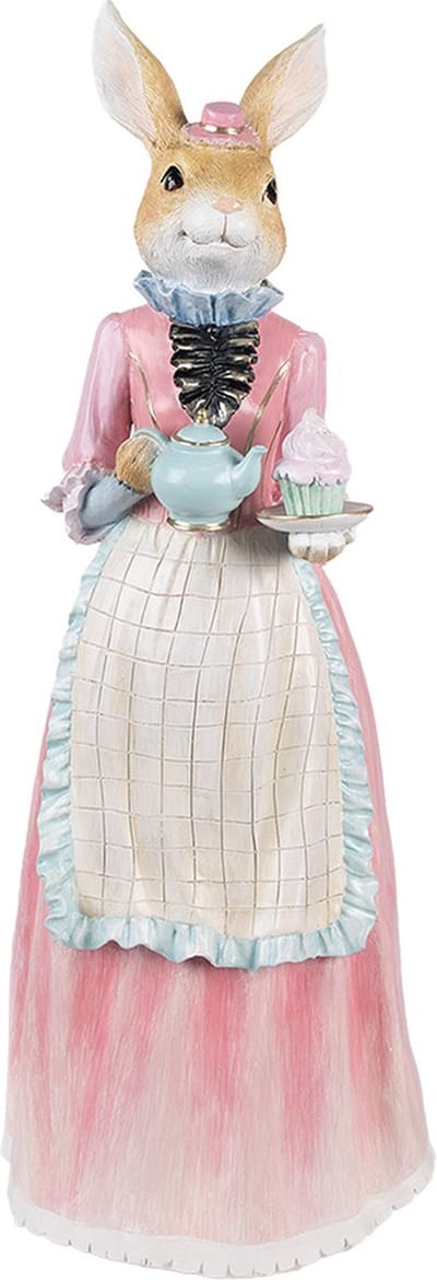 Clayre & Eef Decoratie Beeld Konijn 58 cm Beige Roze Kunststof