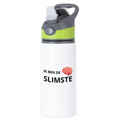 Hacebo® - ik ben de slimste waterfles met rietje groen - Quotes - slimme mensen - de slimste - verjaardagscadeau - verjaardag - cadeau - kado - geschenk - gift - water fles - 650ML