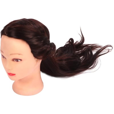 Tête de Mannequin Cheveux Coiffure Entraînement Tressage Pratique Tête de Poupée avec Support à Pince black