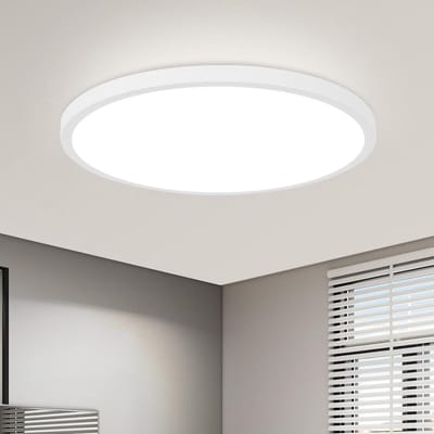 NETTLIFE LED Plafondlamp - rond - wit - 30cm platte badkamerlamp - 6000K Koel wit licht slaapkamerlamp - 24W keukenlamp - IP44 badkamerlamp - voor keuken | hal | Woonkamer