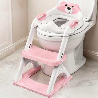 Unyqoos® Kindvriendelijke toilettrainer met trap en verstelbare hoogte voor veilig gebruik