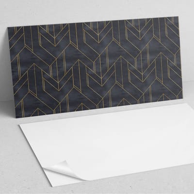 Coloray Wandpanelen Zelfklevend - Geometrie van lijnen en vormen PVC Wandpaneel - 100 cm x 50 cm - Zwart Wandbekleding Zelfklevend - 1 stuk - Mozaïeken Wandpanelen Zelfklevend - Keuken Wandpanelen - Wandpanelen Badkamer