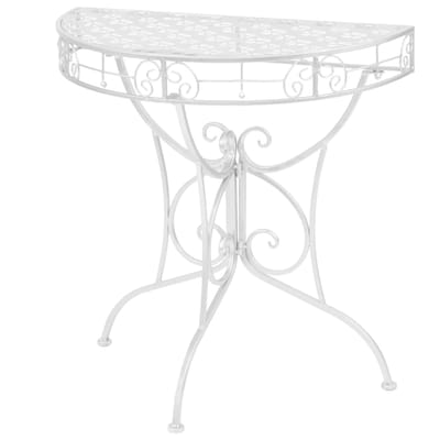 vidaXL - Bijzettafel - vintage - stijl - half - rond - 72x36x74 - cm - metaal - zilver