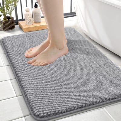 Dikke badmat van traagschuim, 24x16in, extra zachte absorberende badmat, snel drogende badmatten, antislip, machinewasbaar tapijt voor badkamer, bad en douche, woonaccessoires, grijs