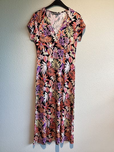 Geisha Jurk Jane Maxi Dress Met V Hals En Print 57134 60 Pr.01 Coral/purple Dames Maat - L