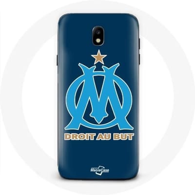 Samsung Galaxy J3 2017 Hoesje Olympique de Marseille Blauwe Achtergrond blauw