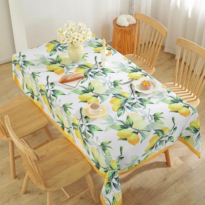 Lente Citroen Fruit Bloemen Tafelkleed Feestdecoratie Zomer Wasbaar Rechthoekig Tafelkleed Buiten Picknick Eettafel Decor 100x160cm