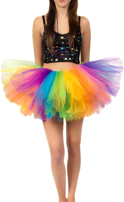 KIMU® Korte Tutu Regenboog Tule Rokje - Maat XS S M - Gekleurde Petticoat Rok Dames Meisje - Ballet Tulerokje Balletpakje Pride Unicorn Eenhoorn Festival