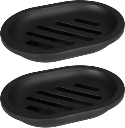 Praktische zeepbakjes in set van 2: eenvoudig schoon te maken, houdt zeep droog, ideaal voor badkamer en keuken, zwart