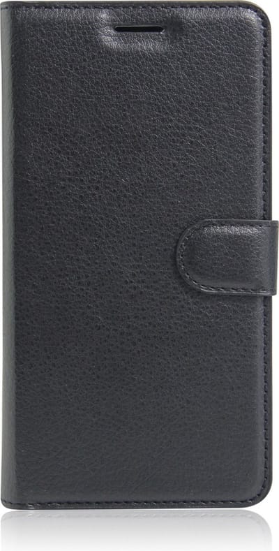 Peachy Hoes Case Wallet Portemonnee met Standaard Lycheestruktuur geschikt voor iPhone 7 Plus 8 Plus - Zwart