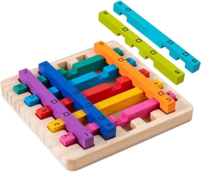 Houten Stapelspeelgoed - Educatieve Kubussen - Cognitieve Ontwikkeling - 120 Activiteiten - 13 x 13 x 3.5 cm - Regenboog