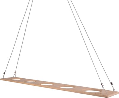 UNUS® Kruidenrek van bamboe hangend 100x16 cm met staalkabel ophanging en potopeningen