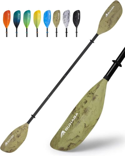 Abahub Adjustable Kayak Paddle, 230 cm to 250 cm, Double Paddle, Aluminium Paddle for Kayaking, Boating, Canoe, Kayak, Aluminium Alloy, Plastic Shaft, Camouflage