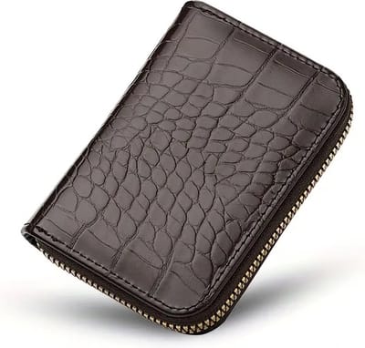 Luxe Dames Pasjeshouder Met Krokodillenleer Patroon I Creditcardhouder I Met Geldvak I Pasjes Houder I Wallet I PU Leer I Portemonnee I Donkerbruin