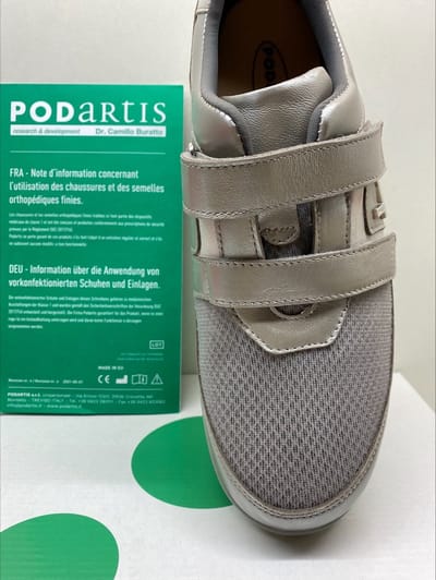 PODARTIS, Shelly, damesschoen, sneaker, velcro, oyster, grey, maat 39