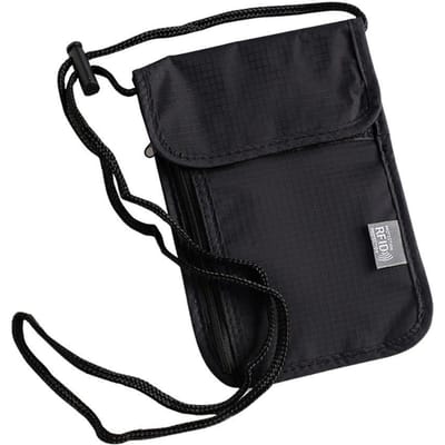 1 Stuks Waterdichte RFID Nylon opbergtas Reisdocument Kaart paspoort Tas Nekportemonnee Geld Document Kaart Paspoorthoes zwart