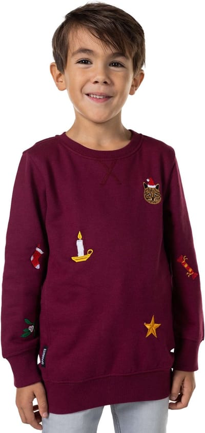 OppoSuits Deluxe X-Mas Icons - Burgundy - Kids Kerst Sweater - Kersttrui - Kerst - Rood - Maat 6 Jaar