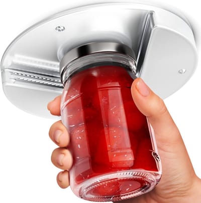 Glazen deksel en flesopener voor senioren, twist lock opener, onderkast opener voor zwakke handen en artritis, roestvrijstalen gereedschap voor eenvoudig openen