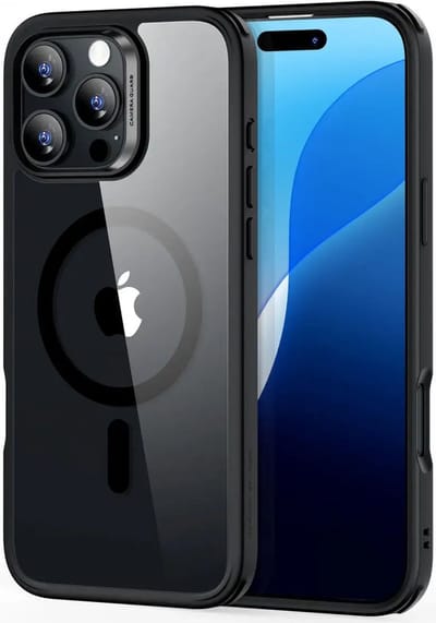 ESR Classic Hybrid HaloLock Hoesje Geschikt voor Apple iPhone 16 Pro | Compatibel met MagSafe en HaloLock | Back Cover met Magneet | Transparant Zwart