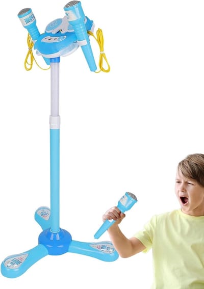 Karaoke Microfoon - Zingmachine Speelgoed - Muziek Plezier - Met Verstelbare Standaard - 98 x 229 cm - Blauw