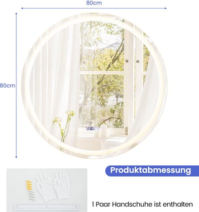 COSTWAY Badkamerspiegel met anti-condens-spiegelverwarming en display, led-spiegel, dimbaar, 3000-6500 K, wandspiegel