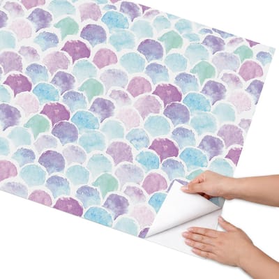 Coloray Meubel Wrap Folie - Paars Meubelfolie - 75x150 cm - Wrapfolie Keuken Aquarel schubben - Decoratiefolie - Waterverf Meubelfolie - Meubel Wrap Folie - Woonkamer decoratie - Achtergronden en patronen