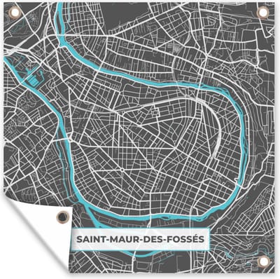 Tuin poster Frankrijk - Saint-Maur-des-Fossés - Stadskaart - Kaart - Plattegrond - 200x200 cm - Tuindoek