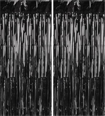 PartyDeco Folie deurgordijn/feestgordijn - 2x - zwart - 90 x 250 cm