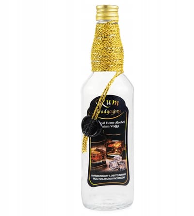 Bimberek Serie - Decoratieve Rumfles - 500 ml - Zwart Koord - Sluitdop