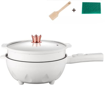 Elektrische Hapjespan Anti Aanbak Laag met Stomer Dubbele Vermogensregeling Voor Noodles Soep en Frituren 28CM