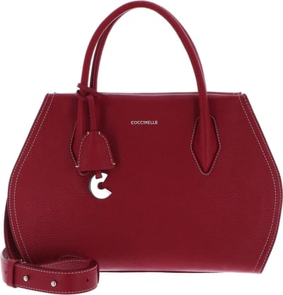 COCCINELLE Leren Schoudertas Handtas Lord Handbag Grained Leather Sangria (rood)paars