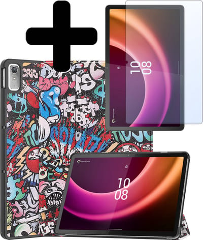 Hoes - Geschikt voor Lenovo Tab P11 (2e / 2nd Generatie) - Met Screenprotector - Trifold Bookcase - Hard Cover - Hardcover Book Case - Tablet Hoesje - Graffity