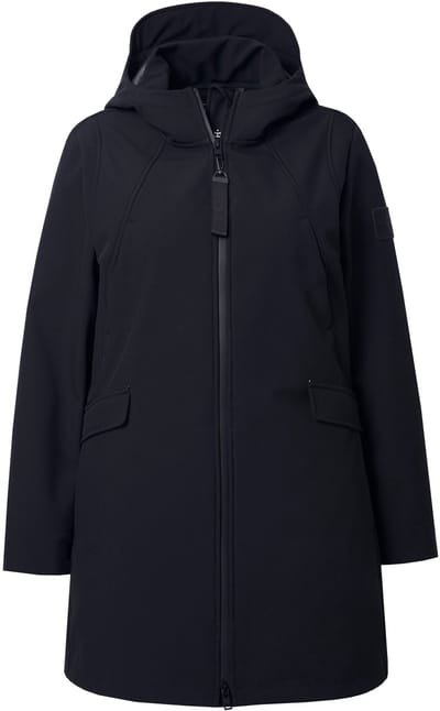 Ulla Popken - Dames - HYPRAR softshell jas waterafstotend capuchon - Zwart - Maat 42+
