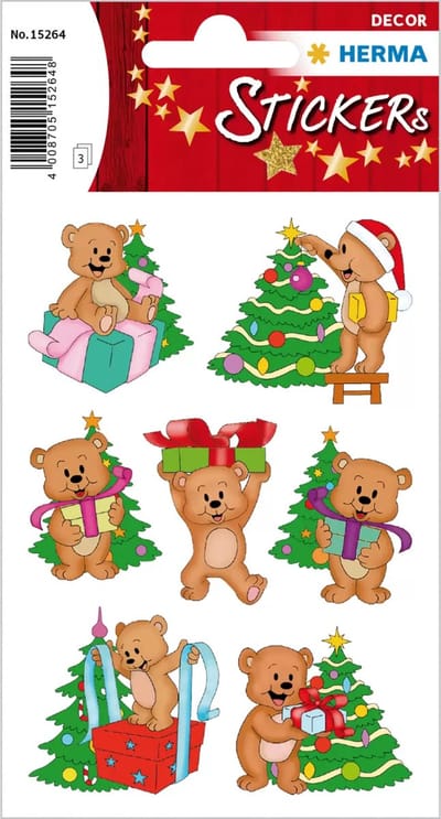 Herma Kerstdecoratie Stickervel Knuffelberen