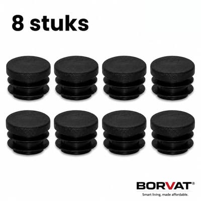 BORVAT Ronde Insteekdoppen 32 mm – Zwart – Stoelpootdoppen voor Ronde Buis – Kunststof – 8 Stuks