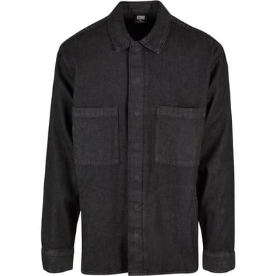 Urban Classics - Oversized Denim Pocket Shirt Overhemd - M - Zwart