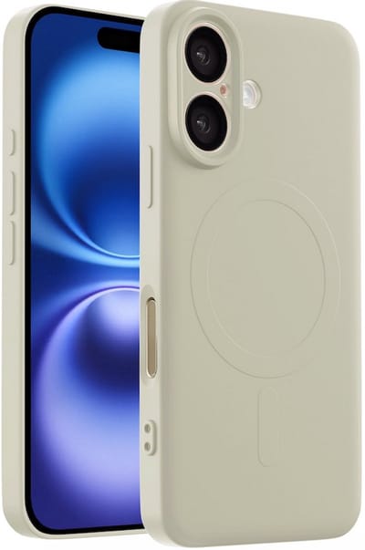 YPCd - MagSafe Backcover voor Apple iPhone 16 – Shockproof Siliconen Hoesje met Verhoogde Randen & Draadloos Opladen – Beige
