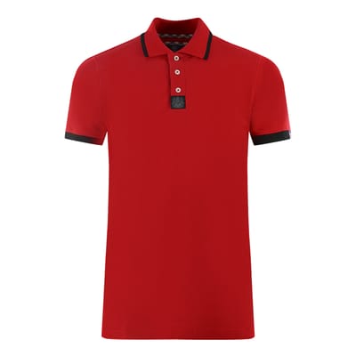 Aquascutum Branded Shoulder Tipped Red Polo Shirt