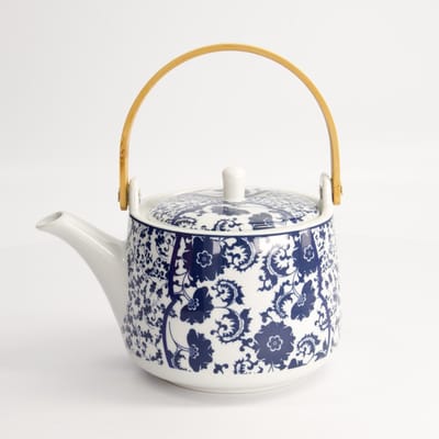 Tokyo Design Studio - Blauw/Wit Bloemen Theepot - 1000 ml - Porselein - Japanse Teapot