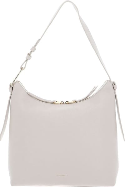 COCCINELLE Leren Schoudertas Malory Handbag Grained Leather Lambskin White Crème