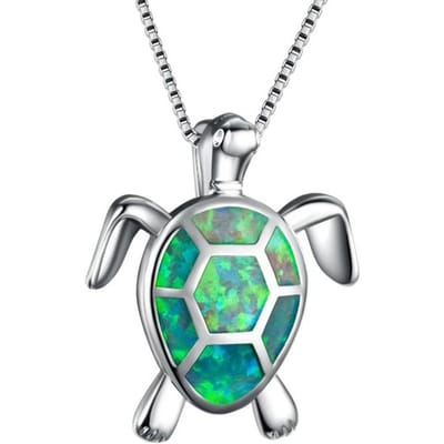 Bohemia Leuke Schildpad Hanger Ketting Voor Vrouwen Inleg Witte Imitatie Opaal Ketting Bruiloft Feest Sieraden Kerstcadeaus voor Haar 50cm gray