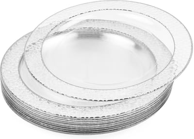 Matana – 20 Plastic Dessertbordjes, 19cm – Met Zilveren Rand – Herbruikbaar & Stevig – Voor Bruiloften, Verjaardagen & Feesten