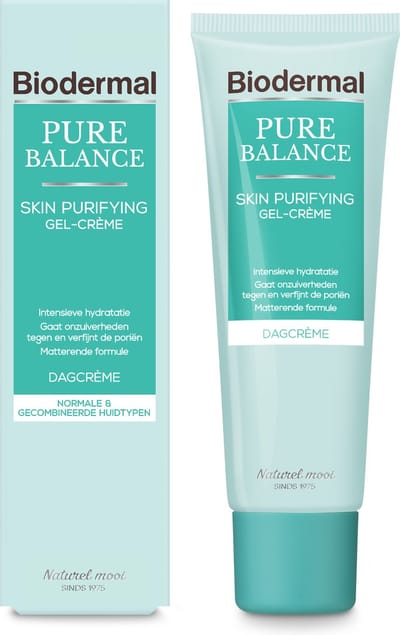 Biodermal Pure Balance - Dagcrème Skin Purifying Gel-Crème - Dagcreme met hyaluronzuur - Speciaal voor volwassen huid met onzuiverheden en oneffenheden - 50 ml