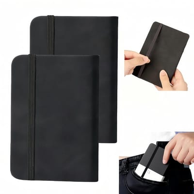 Set van 2 A7 Notitieboekjes met 100 Gelijnde Pagina's van Hoogwaardig Papier, Ideaal voor Schrijven, Notities en Schetsen (Zwart)