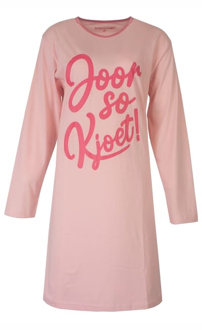 Temptation Dames Nachthemd - Bigshirt - Lange Mouw - Roze - Maat S