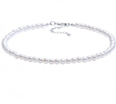 Parelketting 6 mm wit 45 cm zilverkleur synthetische - Charme Bijoux