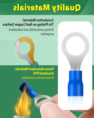 Pack van 20 Ringogen voor Kabels, 1.5 - 2.5 mm², M6 Gatdiameter, Gedeeltelijk Geïsoleerd, Rood Verzinkt Koper, PVC Kabeloogjes